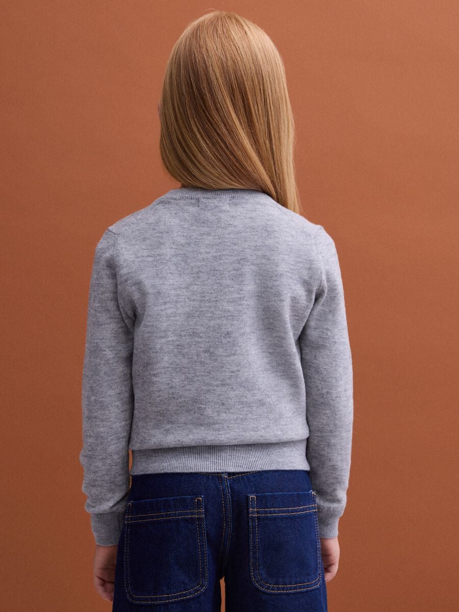 Maglione grigio in pura lana a maniche lunghe regular fit_2