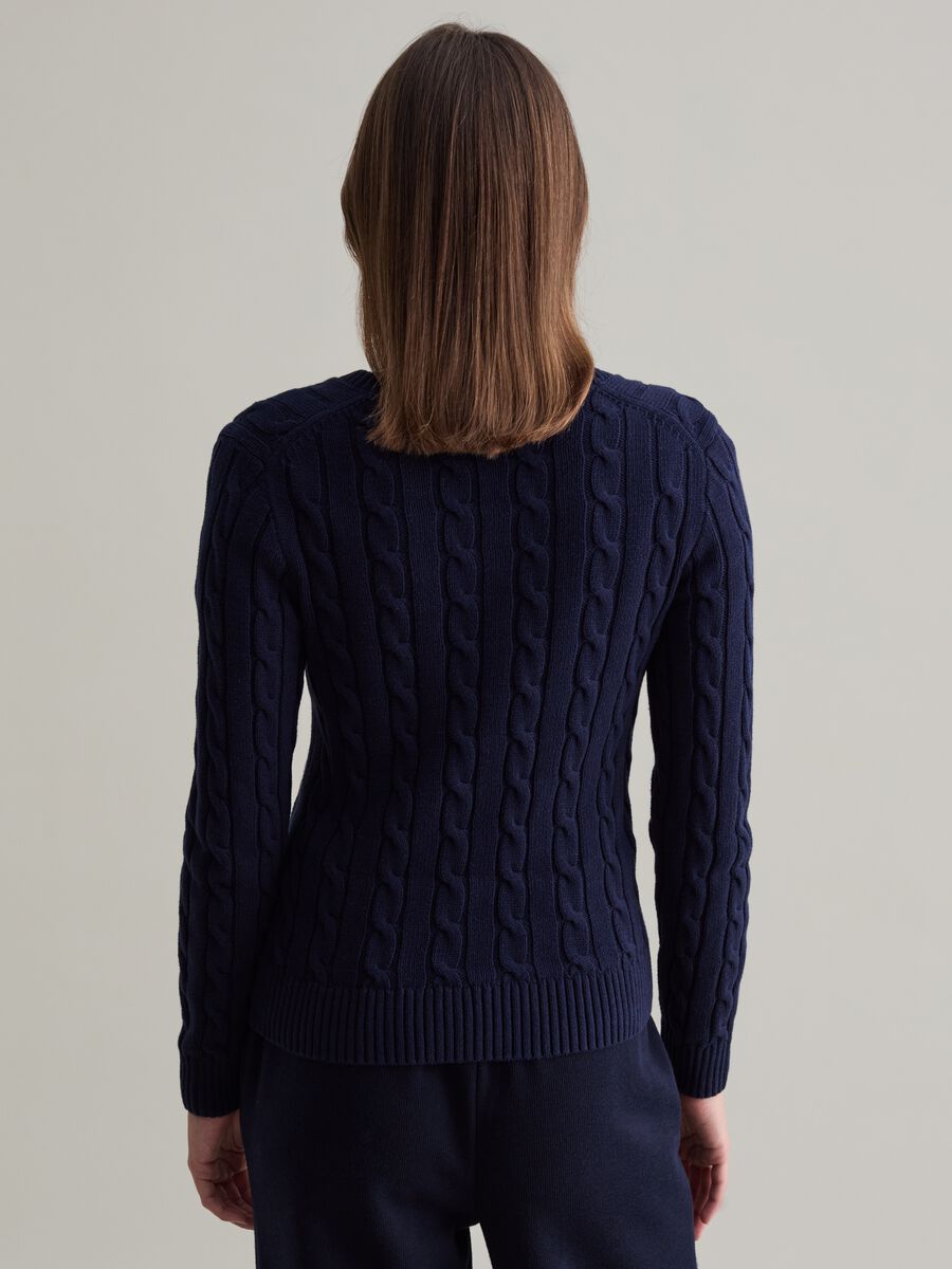 Pullover a trecce con scollo a V_3