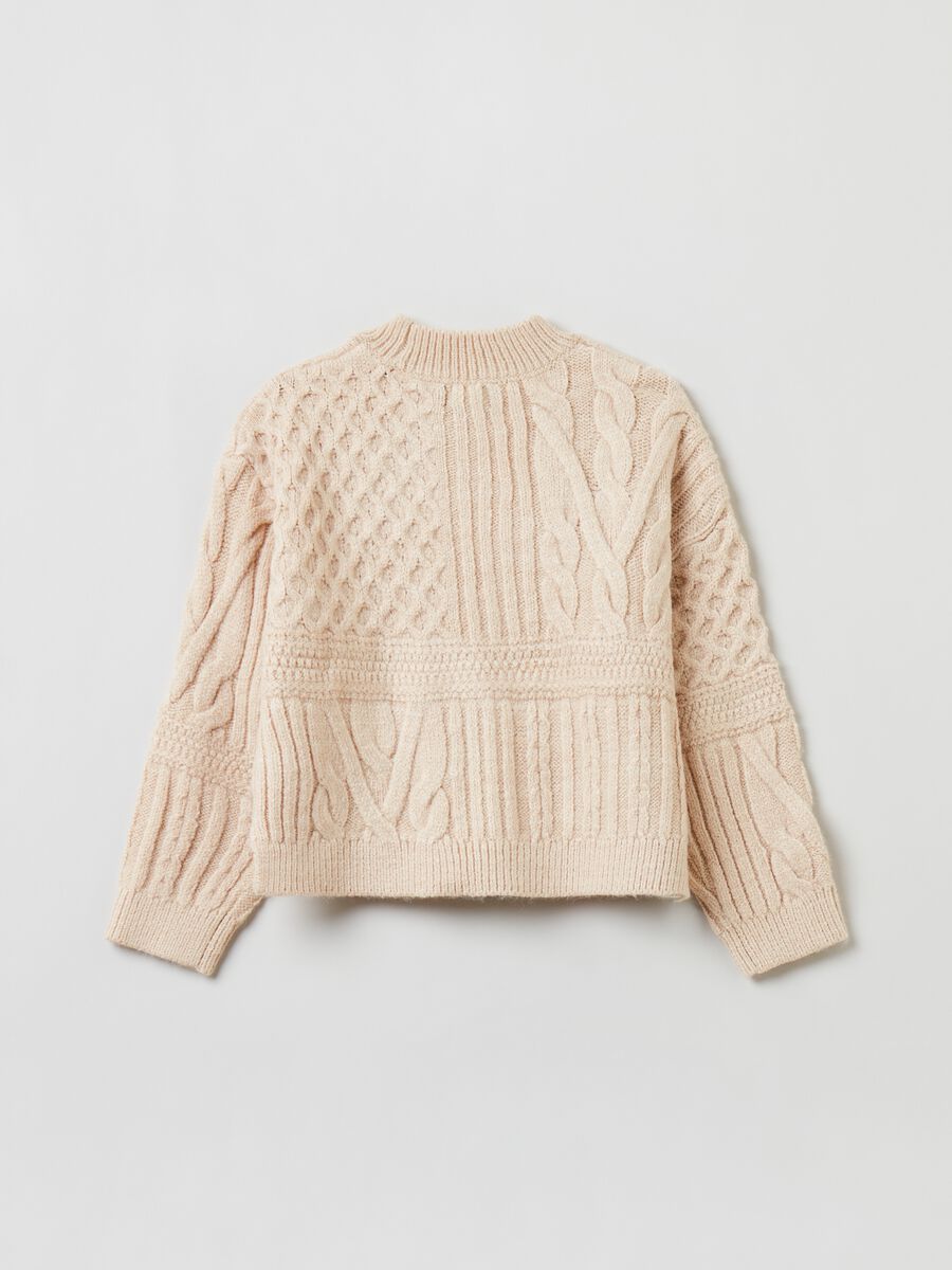 Pullover cropped con motivo a trecce_1