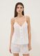 Pigiama bianco in puro cotone con top a spalline e shorts regular fit_0