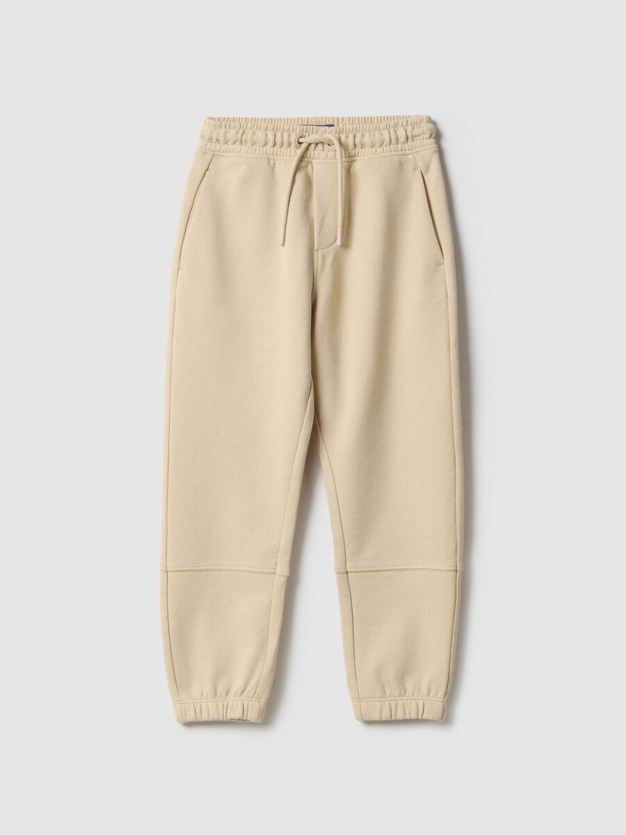 Children's beige jogger trousers in pure cotton regular fit_0
