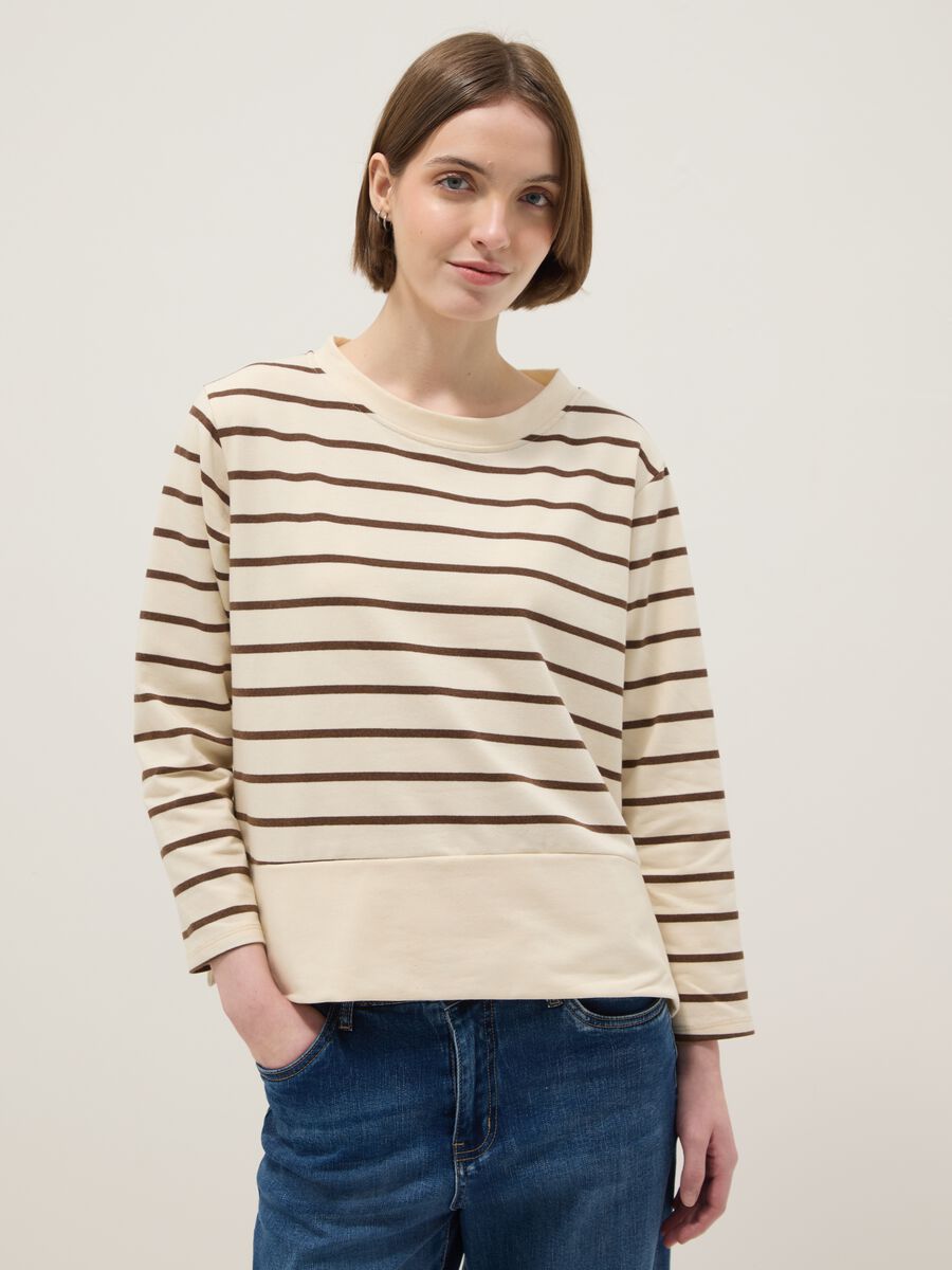Maglia in misto cotone elasticizzato a righe multicolor regular fit_0