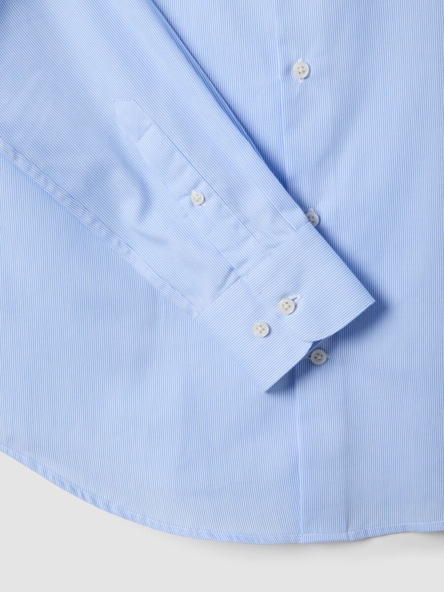 Light blue slim-fit striped cotton-blend shirt_5