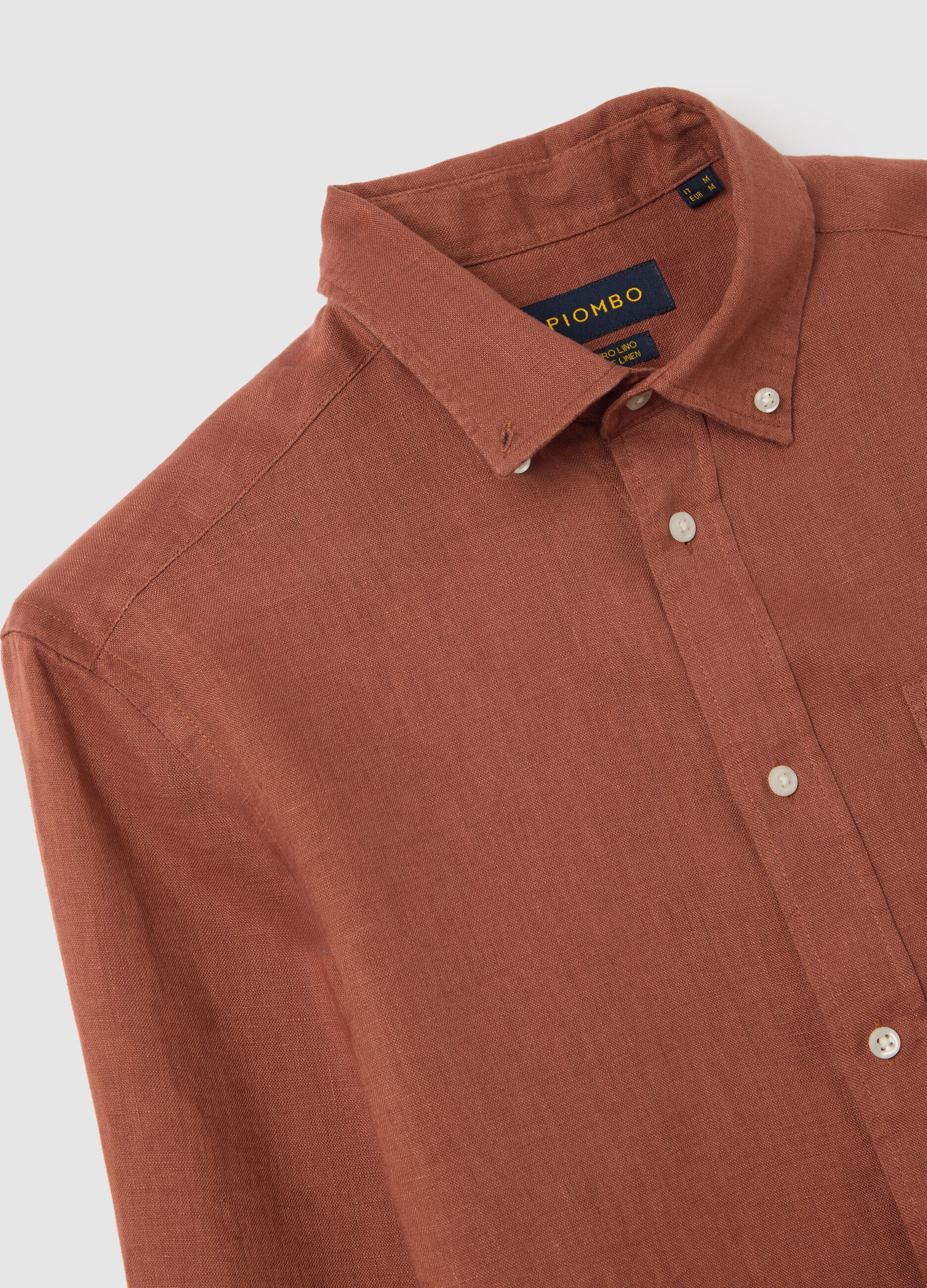 Regular Brown Linen Shirt