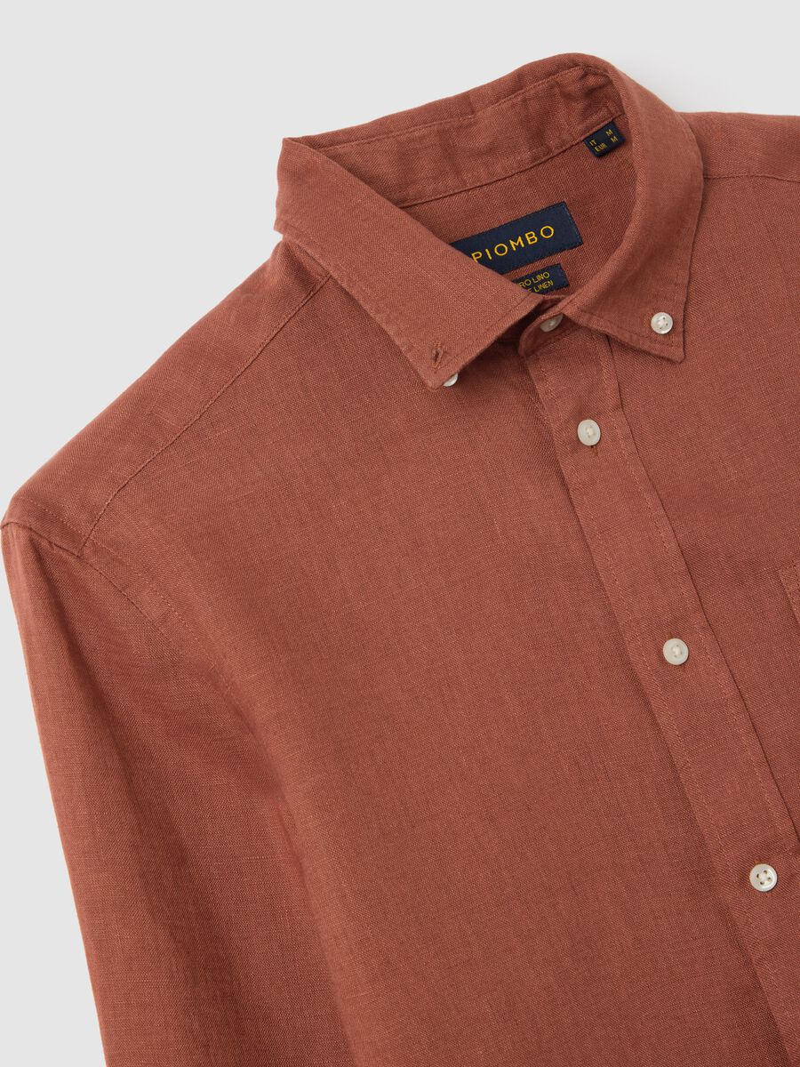 Regular Brown Linen Shirt_5