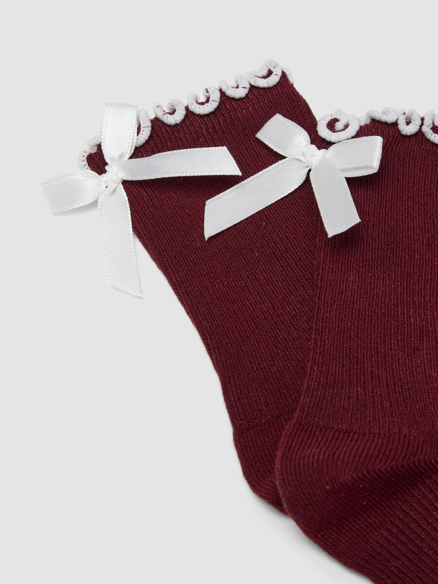 Red organic cotton-blend socks with bows_1
