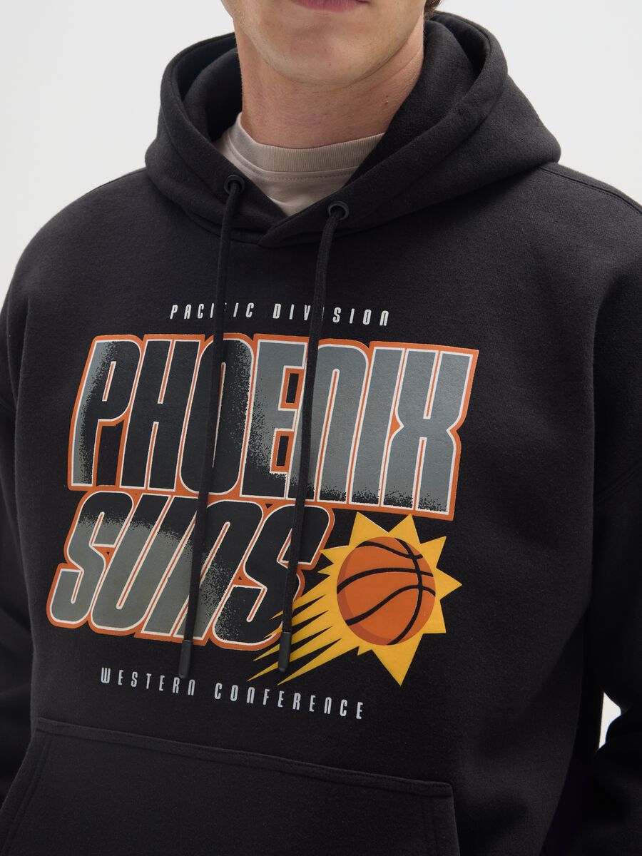 Black cotton blend hoodie with Phoenix Suns print_3