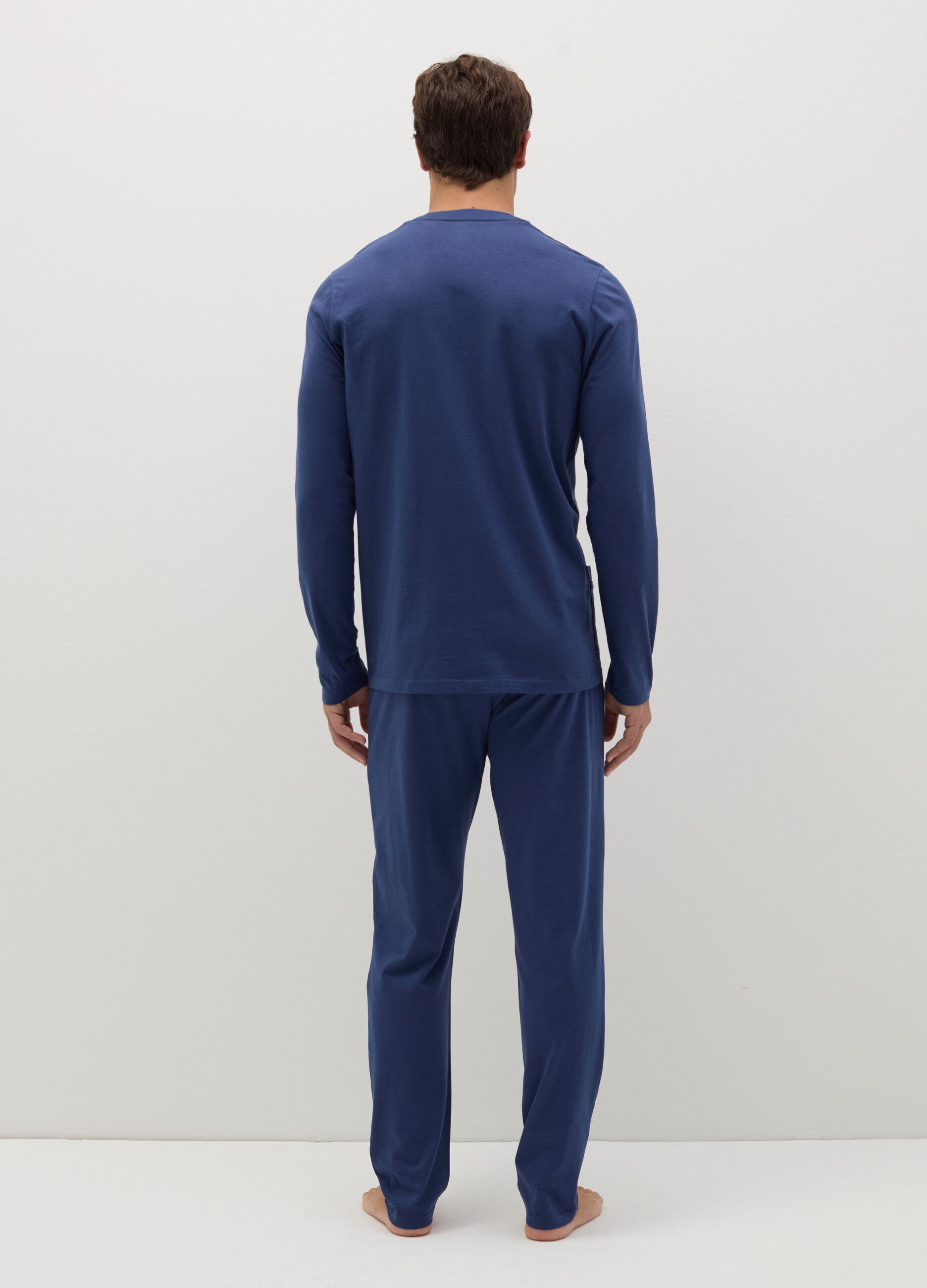 Cotton pyjamas with contrasting piping