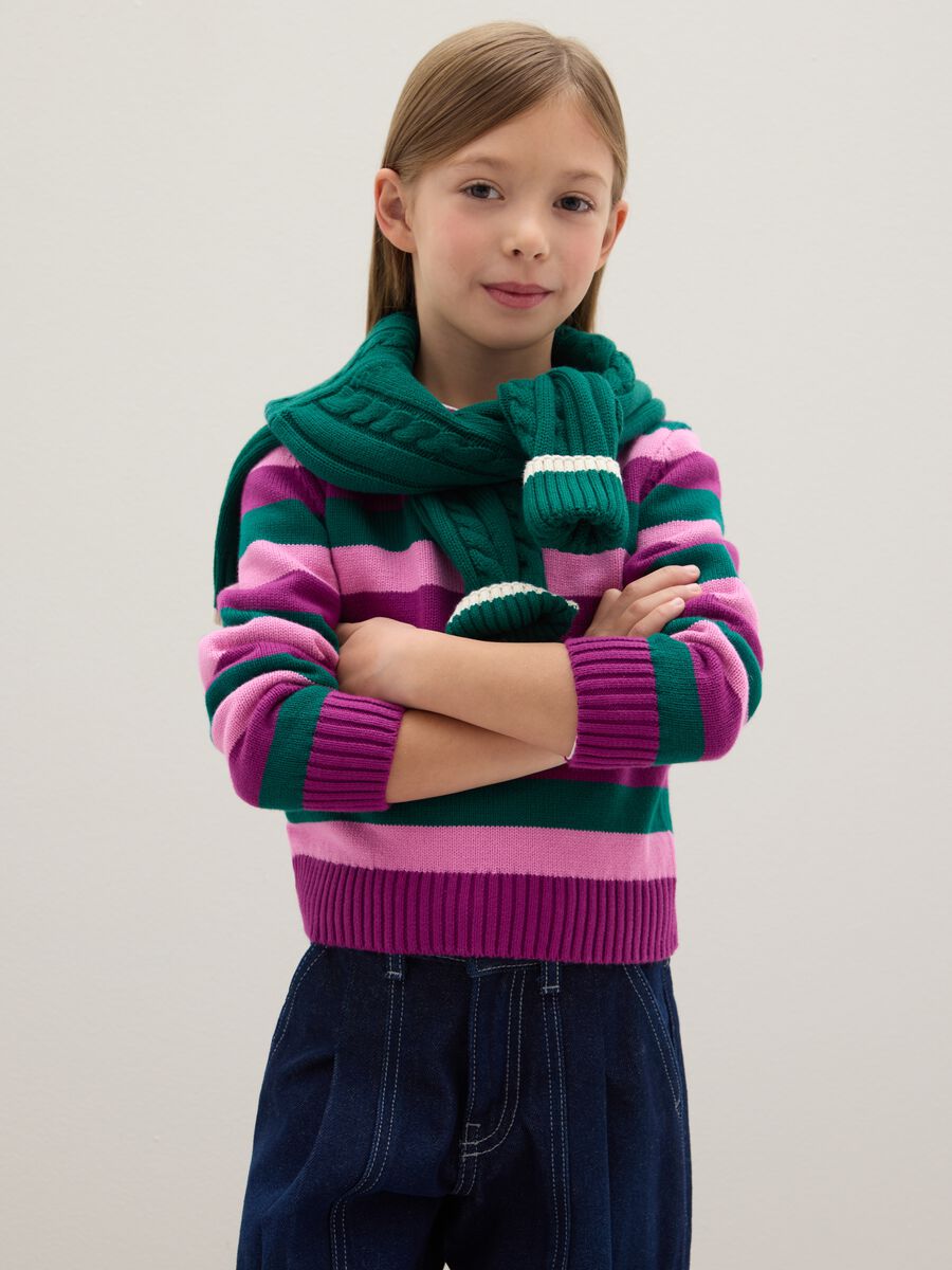 Pullover da ragazze in puro cotone multicolor regular fit_0