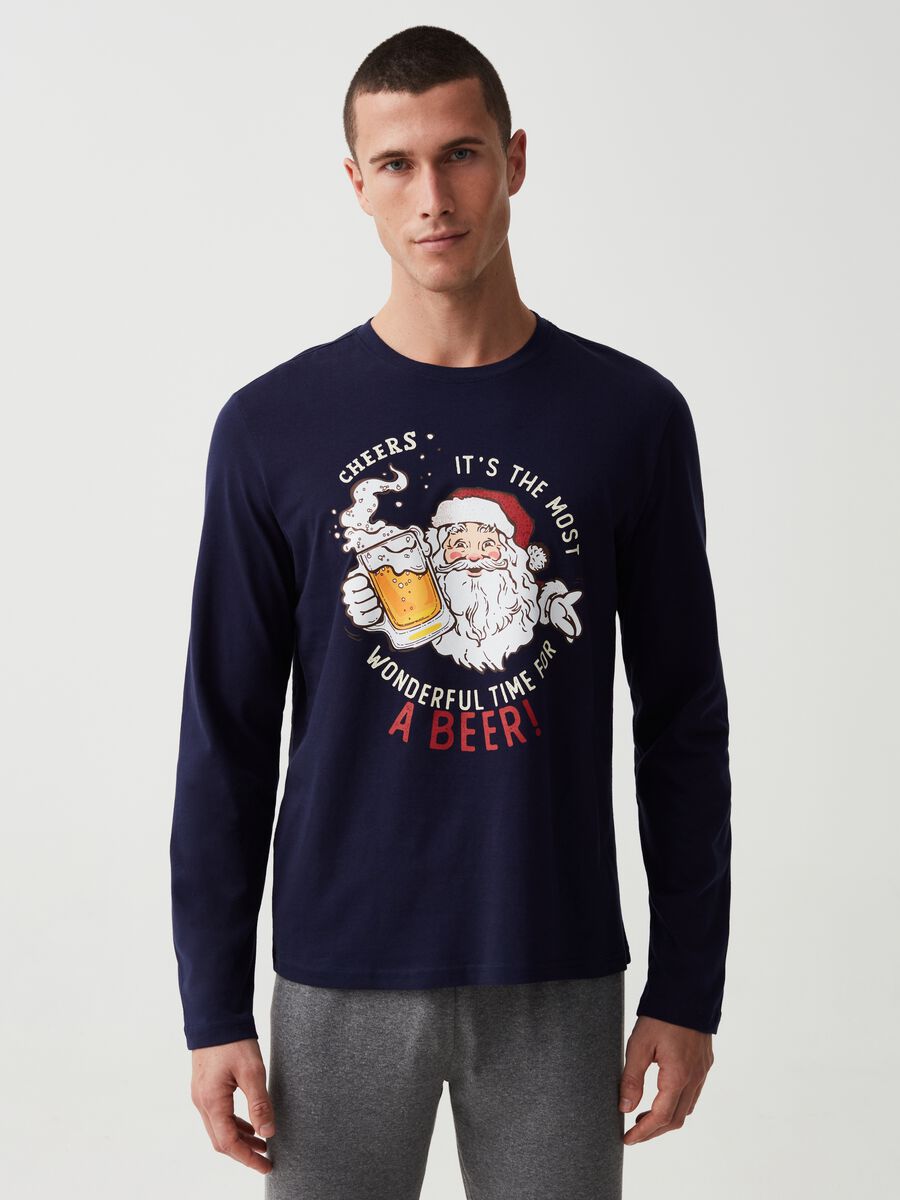 Top pigiama a maniche lunghe stampa Natale_0