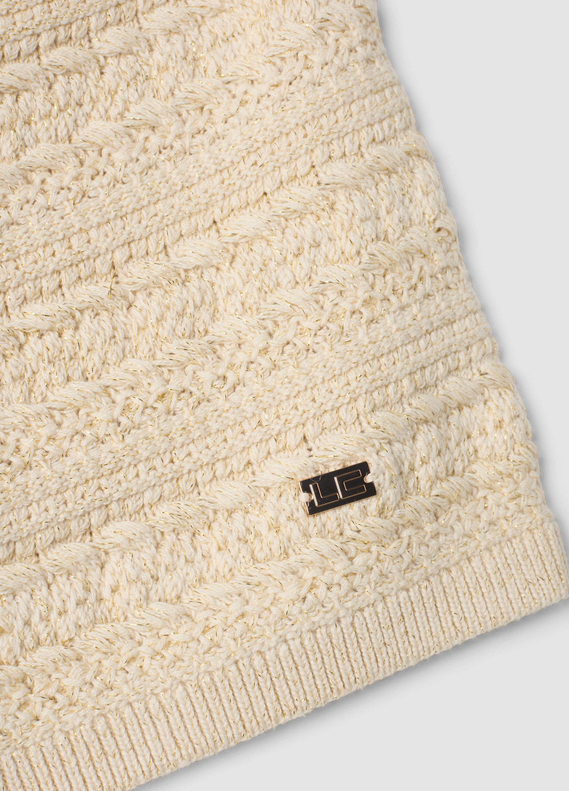Beige cotton-blend knitted top