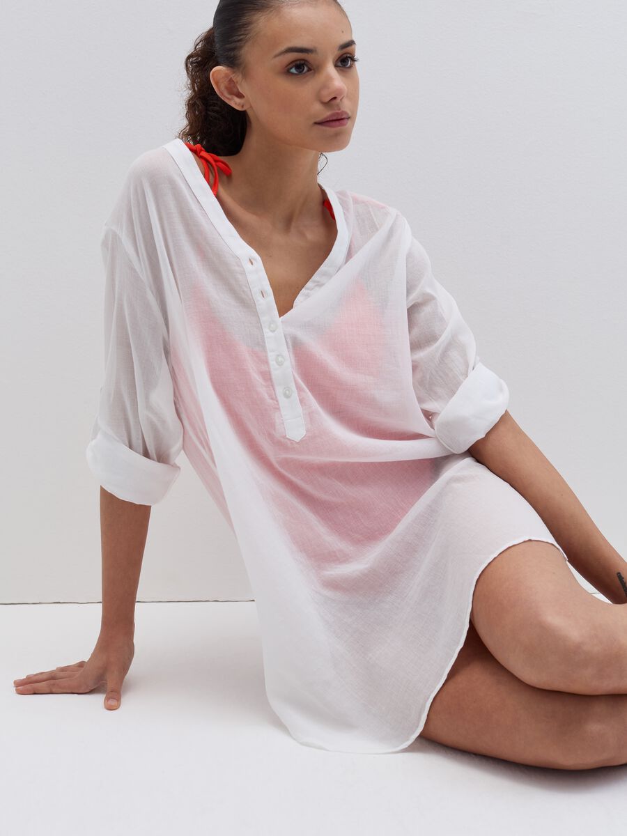 Beach cover-up shirt in cotton_1