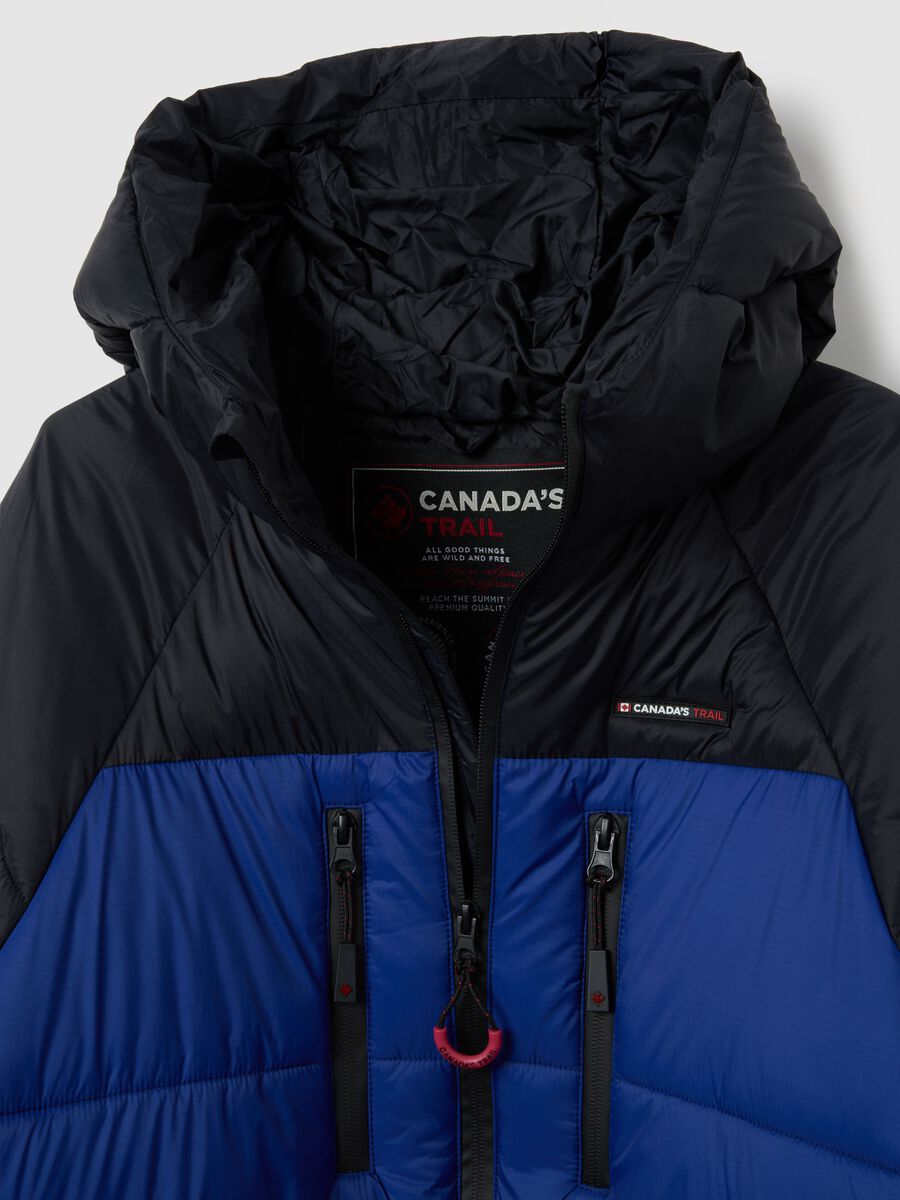 Blue padded jacket with hood and zip_5