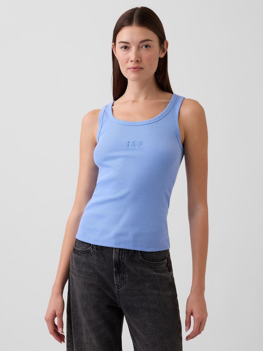Stretch cotton tank top_0