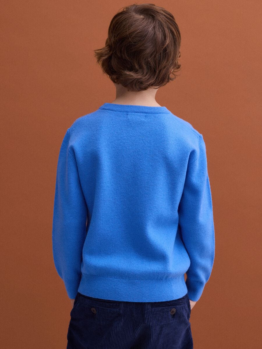 Maglia azzurra in pura lana a maniche lunghe regular fit_2