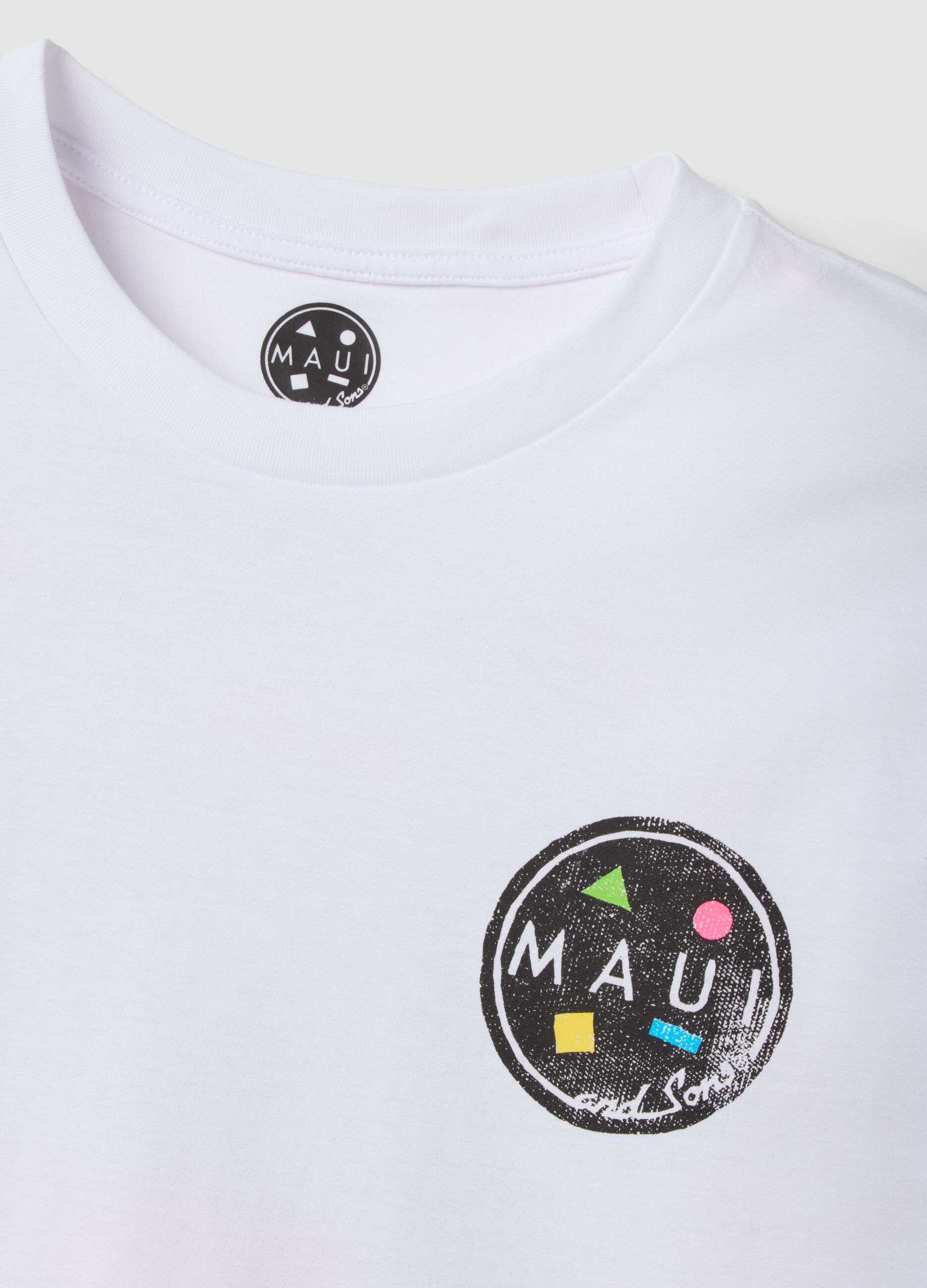 White pure cotton relaxed-fit T-shirt with print