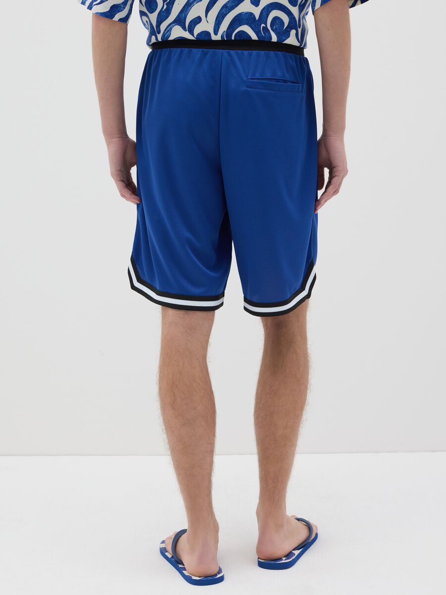 Men's Blue Bermuda Shorts in Mixed Fabric_2