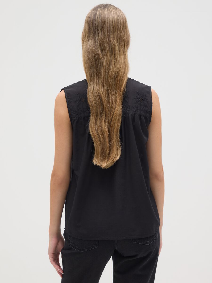 Women's black pure cotton blouse regular fit_3
