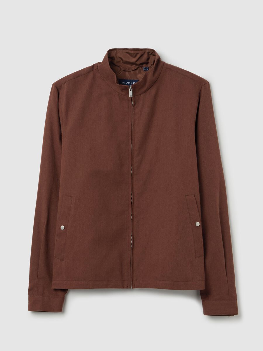 Full-zip bomber jacket in cotton and linen_4