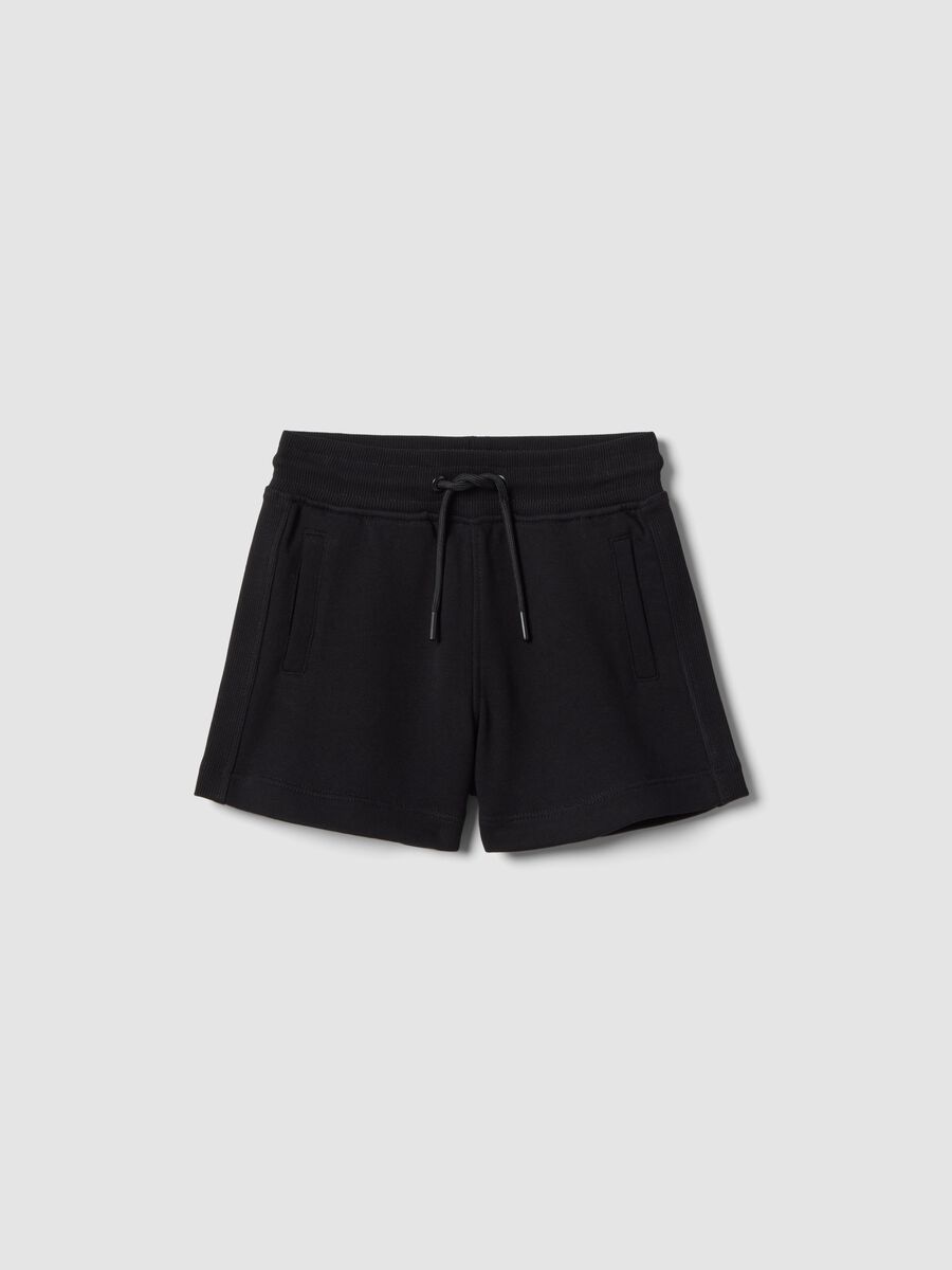 Shorts in puro cotone nero da bambina regular fit_0