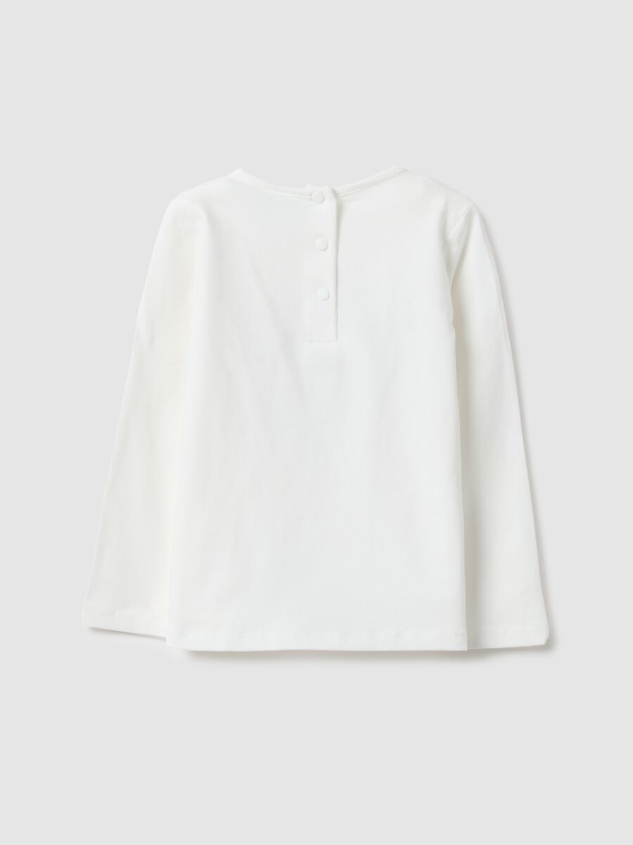 White Stretch Cotton T-Shirt for Girls Regular Fit with Print_1