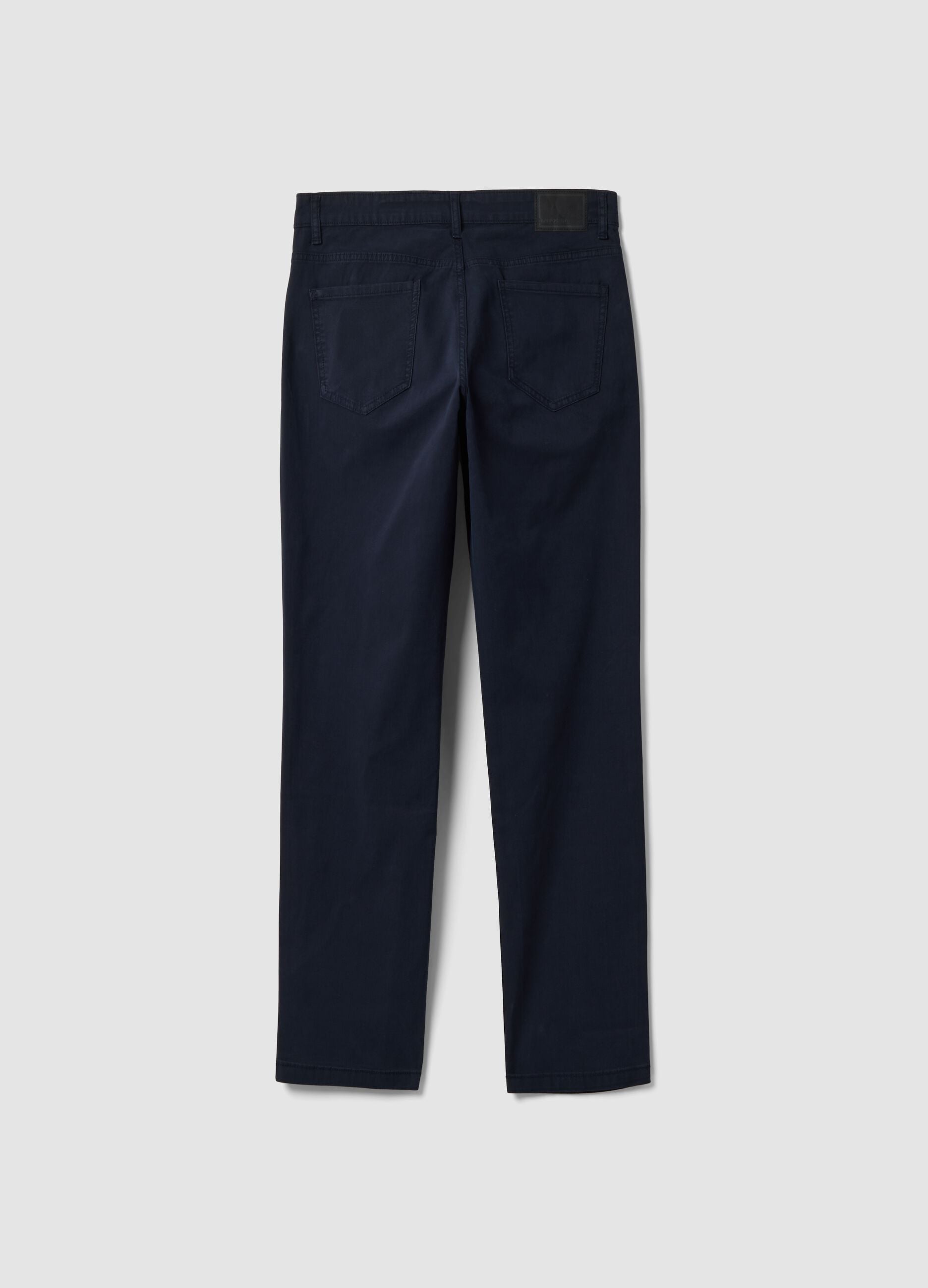 Blue regular-fit stretch cotton twill trousers