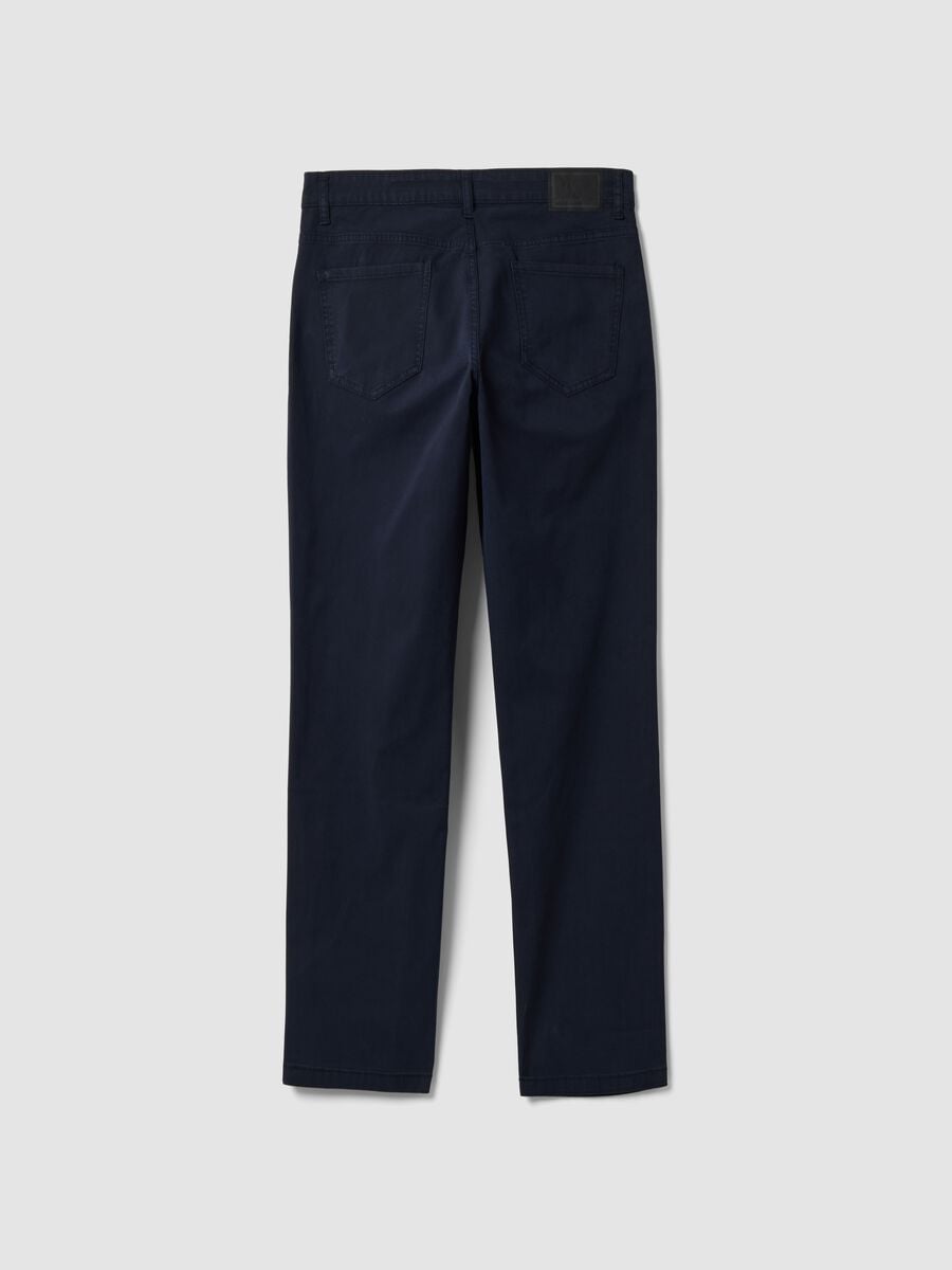 Pantaloni blu in twill di cotone elasticizzato regular fit_2