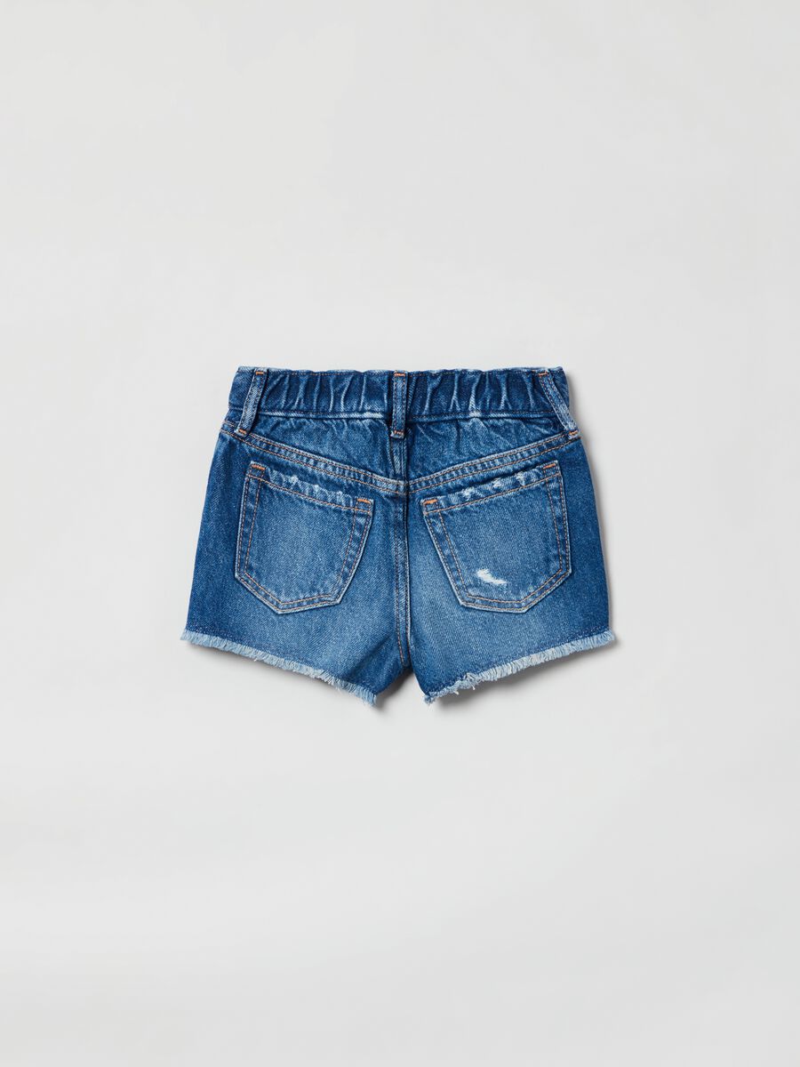 Denim shorts with abrasions_1