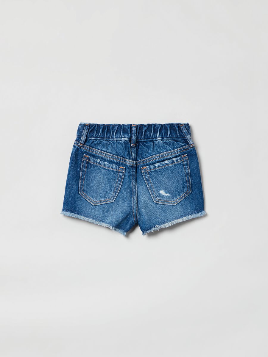 Shorts in denim con abrasioni _1