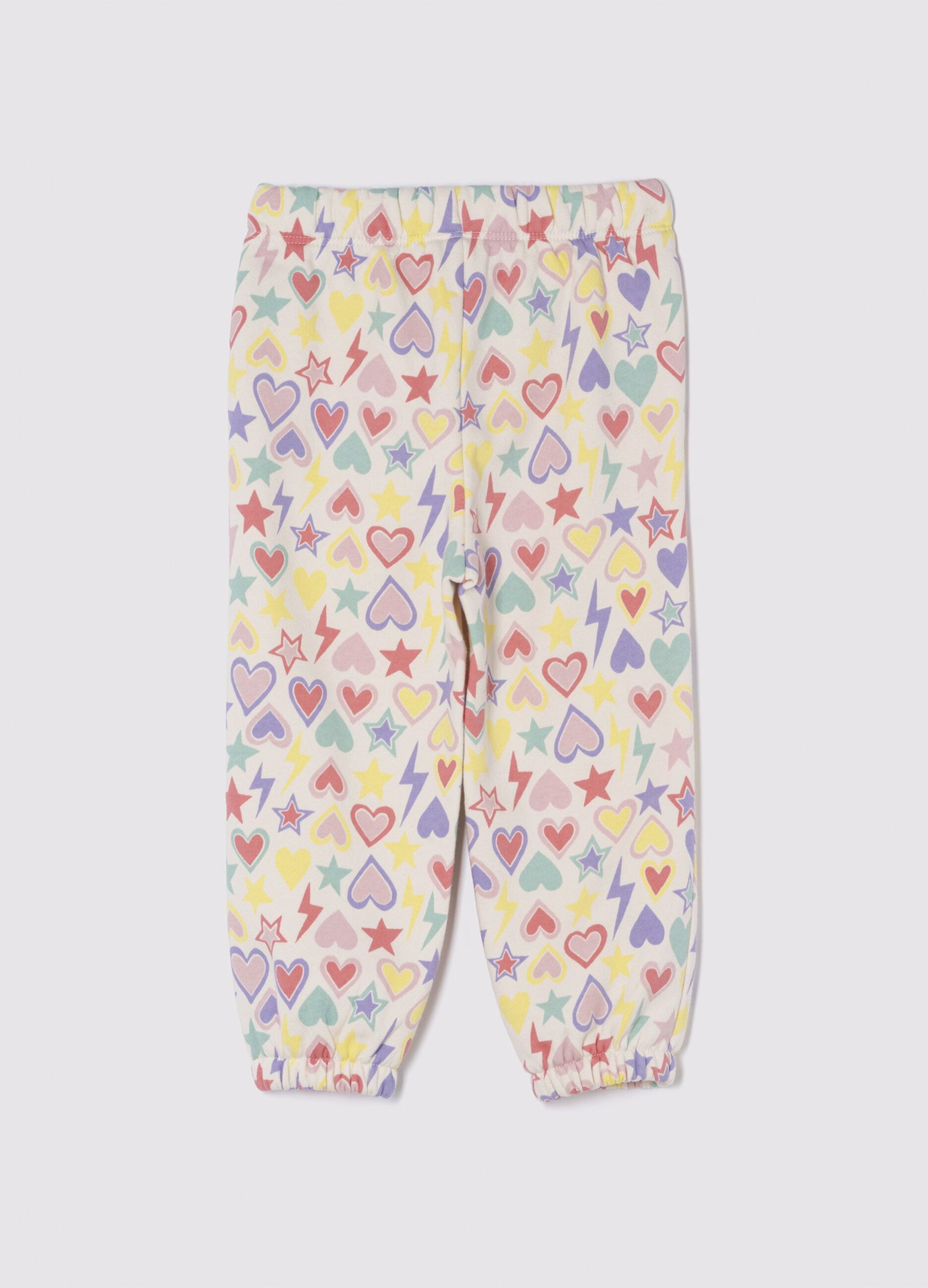 Multicoloured joggers with drawstring print and logo embroidery