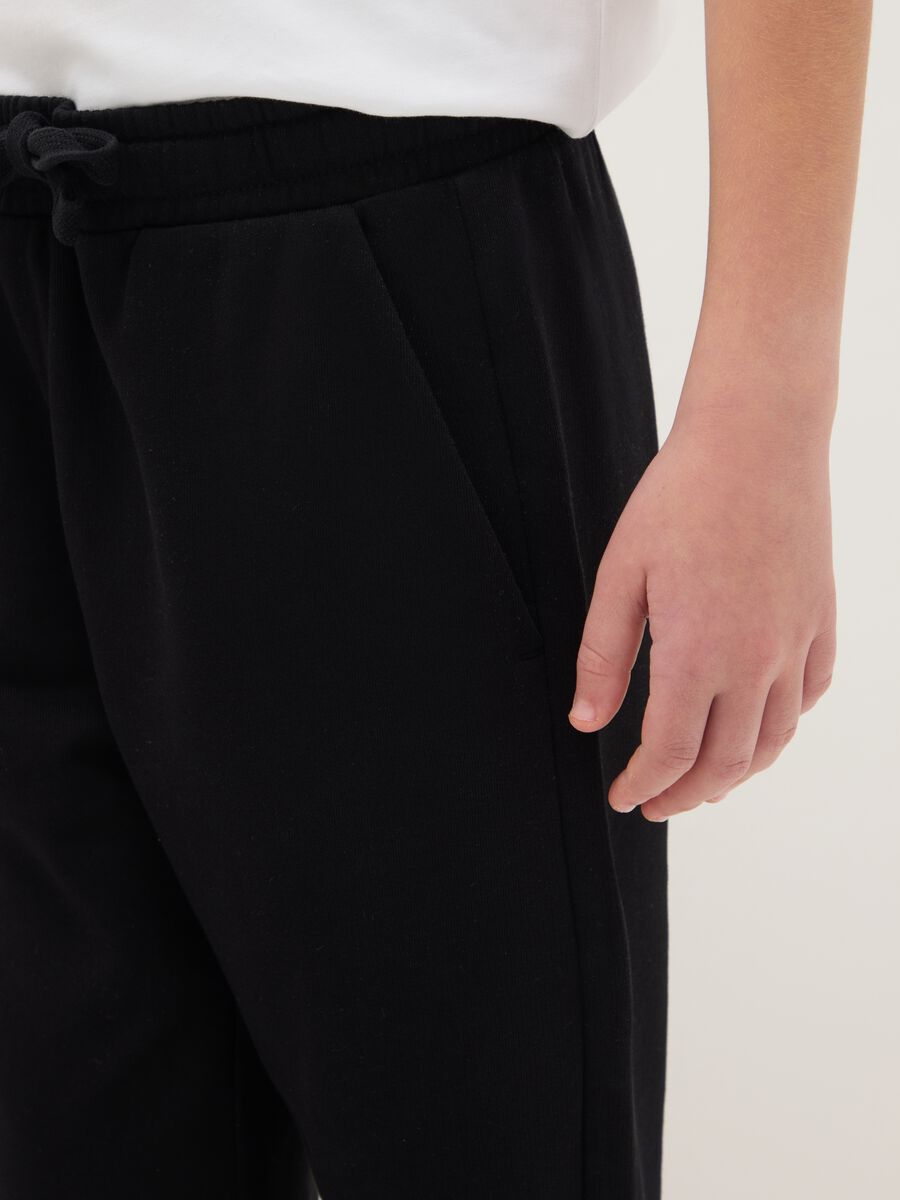 Pantaloni jogger neri da ragazzo in puro cotone regular fit_2