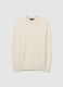 Beige cotton blend crewneck sweater in regular fit_4