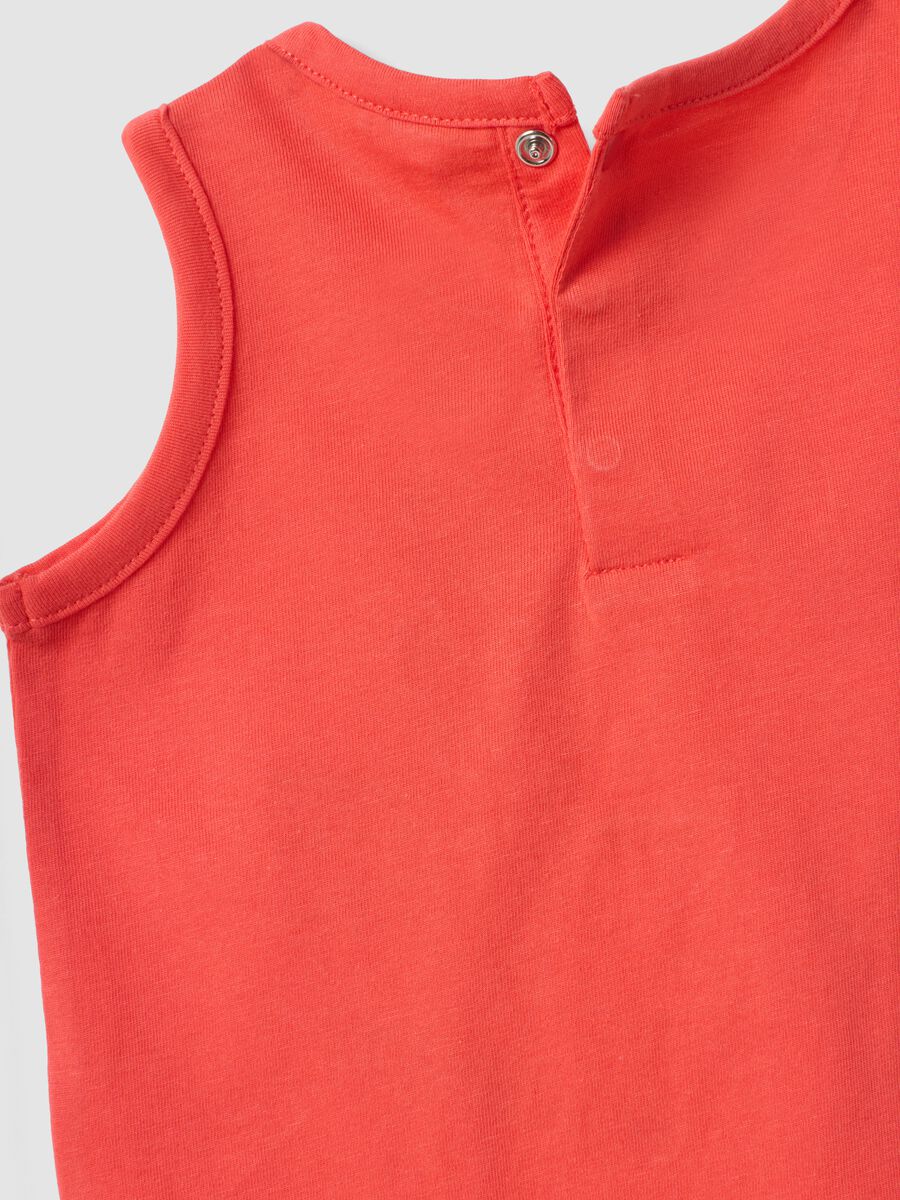 Red pure cotton vest top with print_3