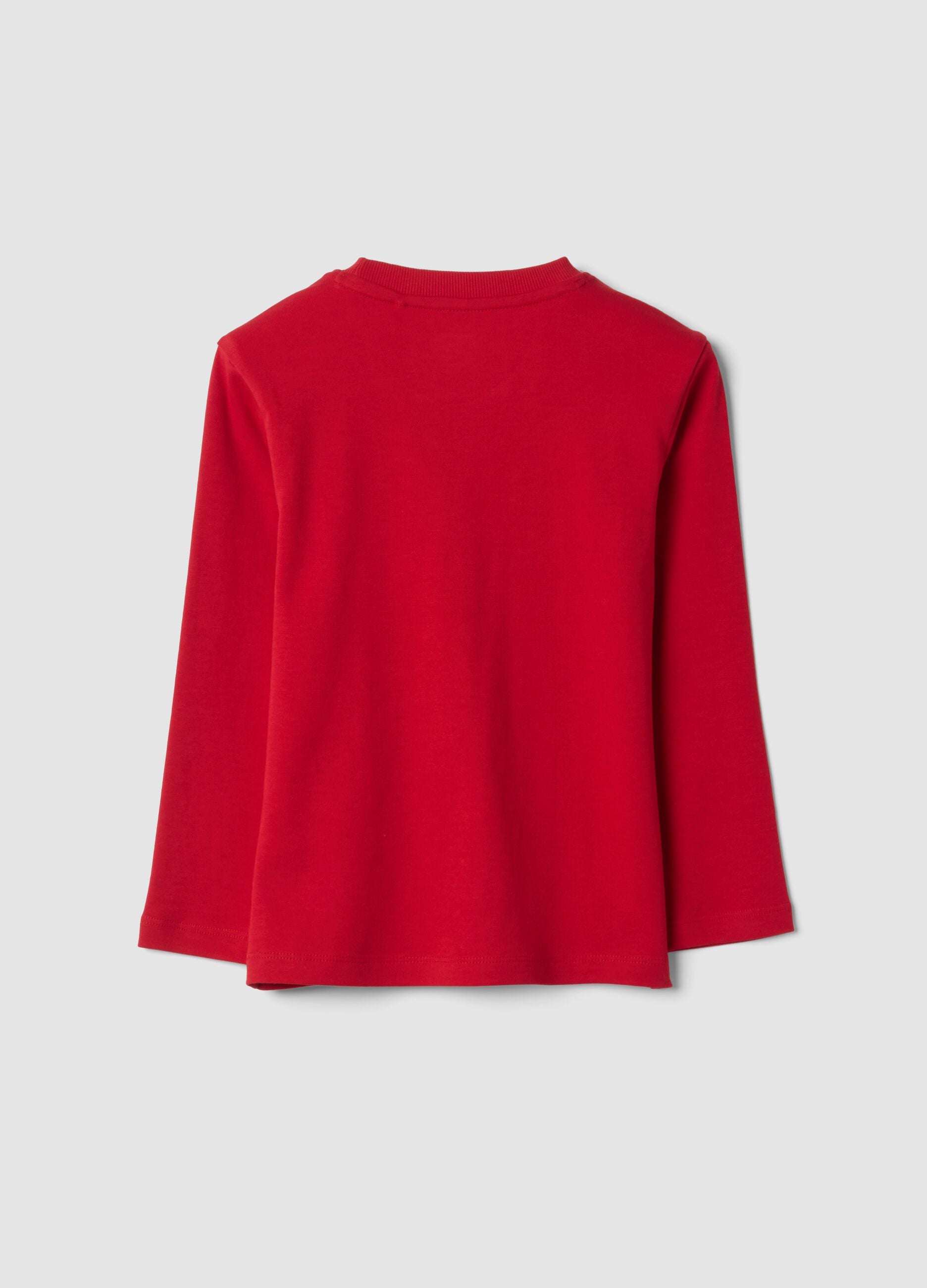 T-shirt rossa in puro cotone organico con girocollo
