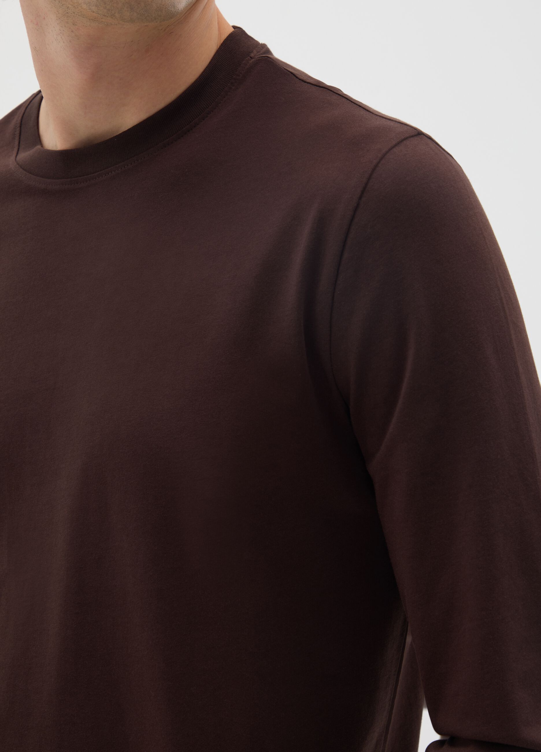 Maglia in puro cotone marrone regular fit