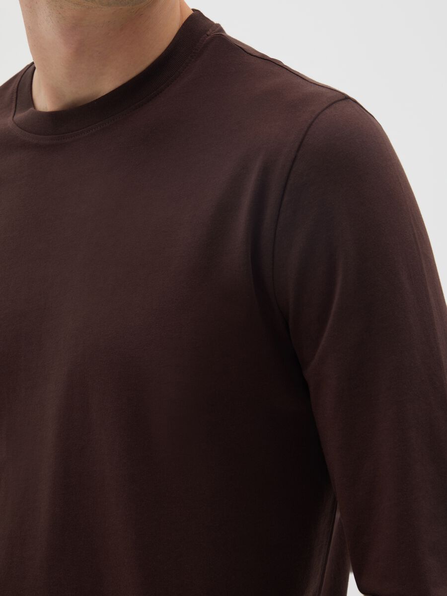 Maglia in puro cotone marrone regular fit_3