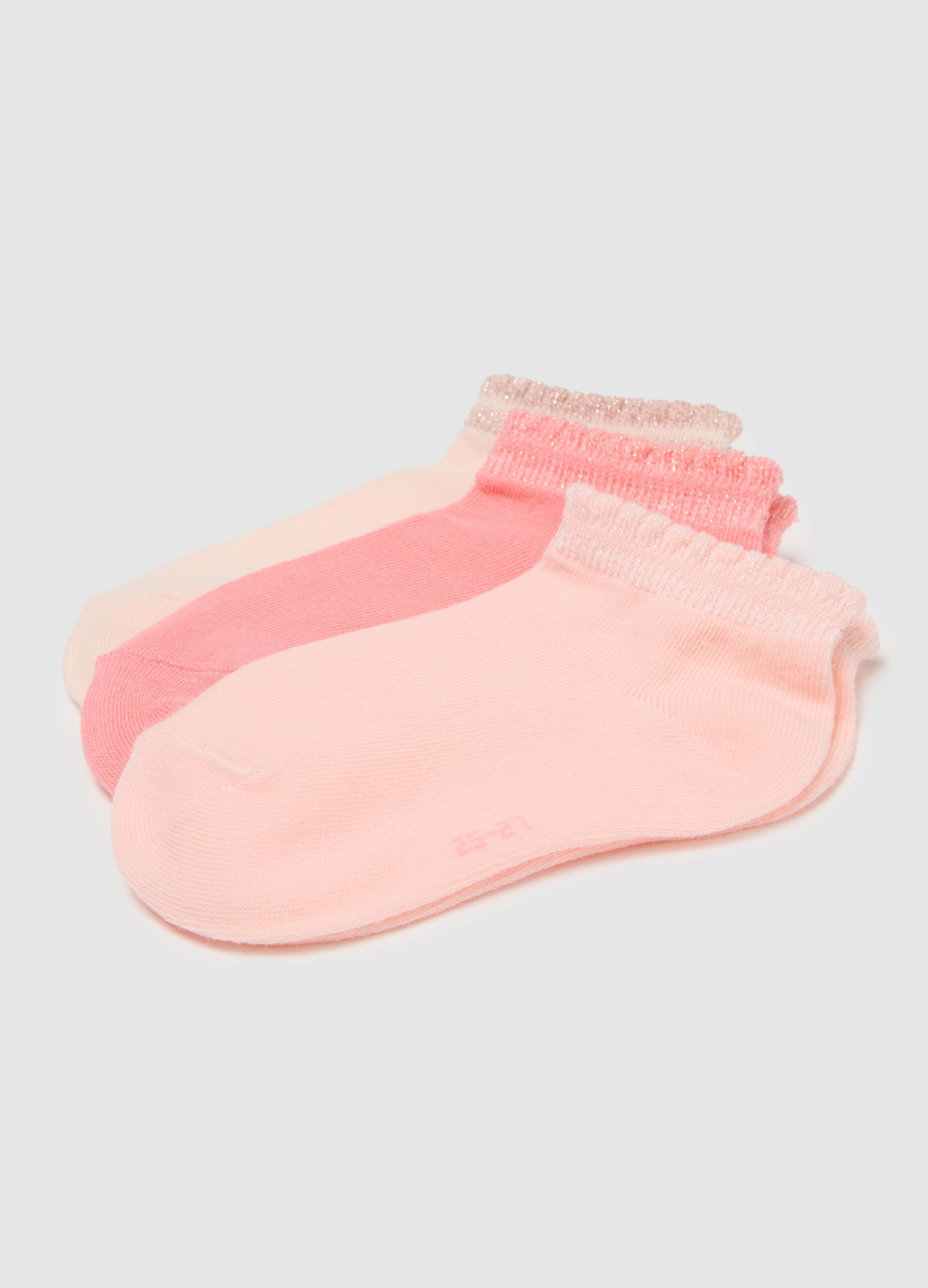 Girls' Short Multicolour Cotton Mix Socks with Embroidered Edging