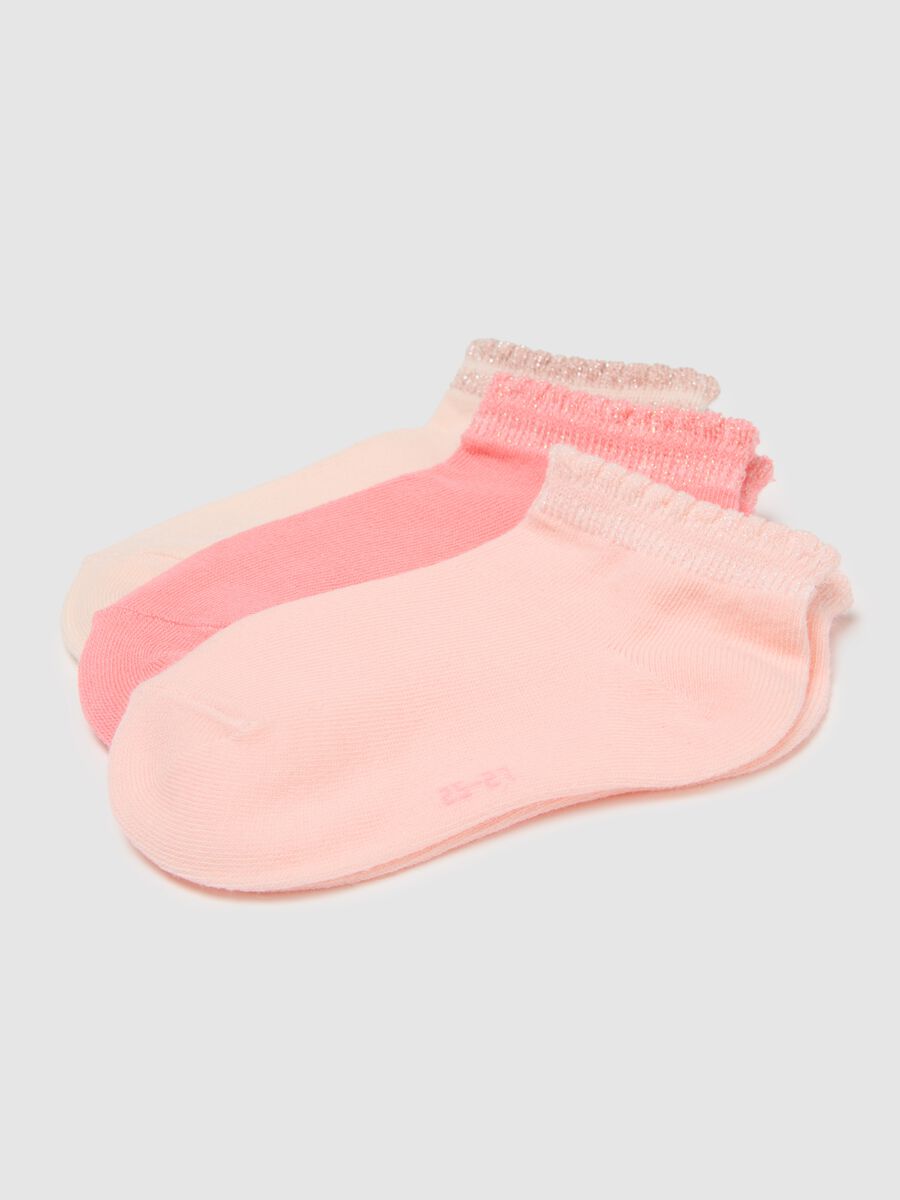 Girls' Short Multicolour Cotton Mix Socks with Embroidered Edging_1