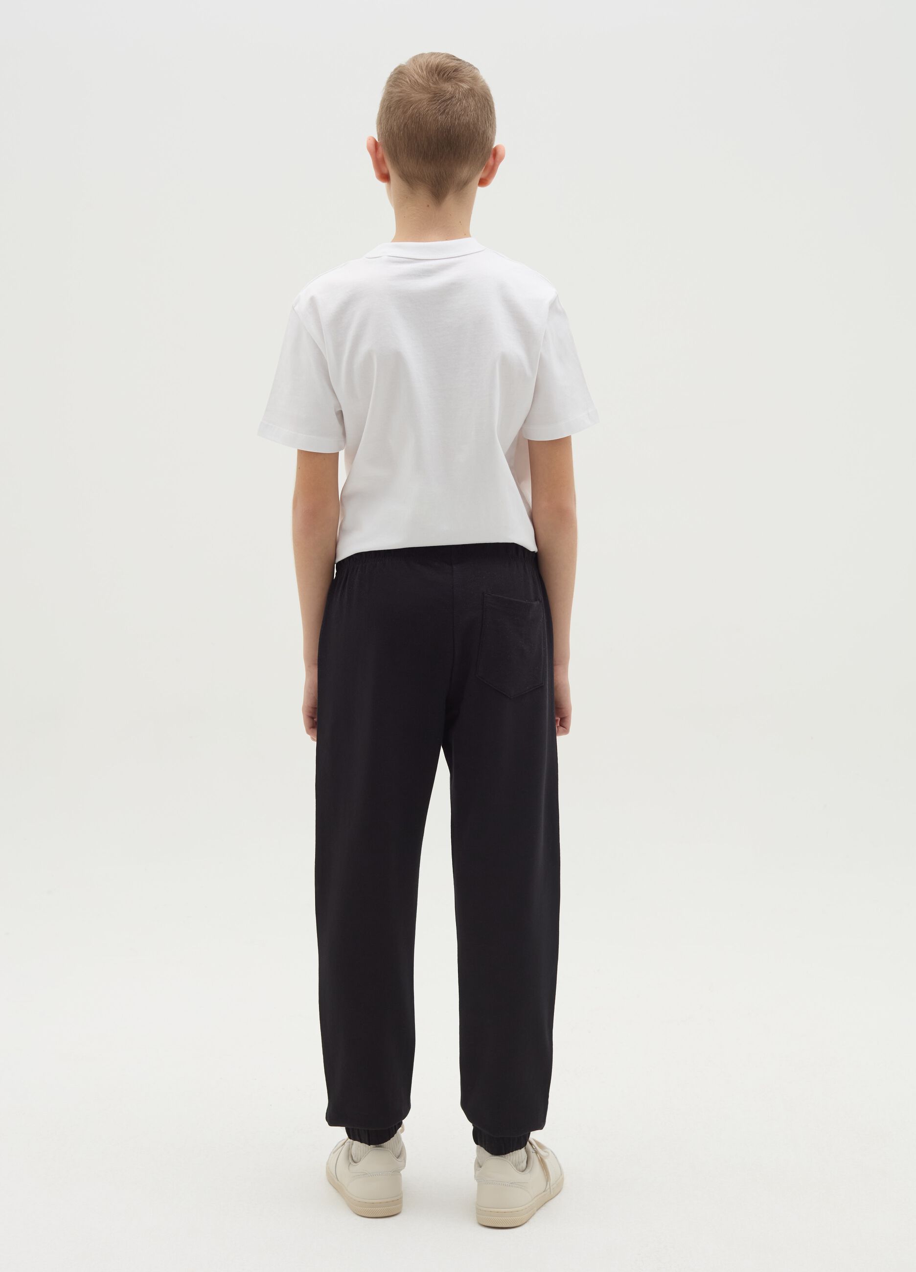 Joggers with drawstring and "Fire" print