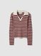 Maglia multicolor a righe in misto viscosa colletto polo fitted_0