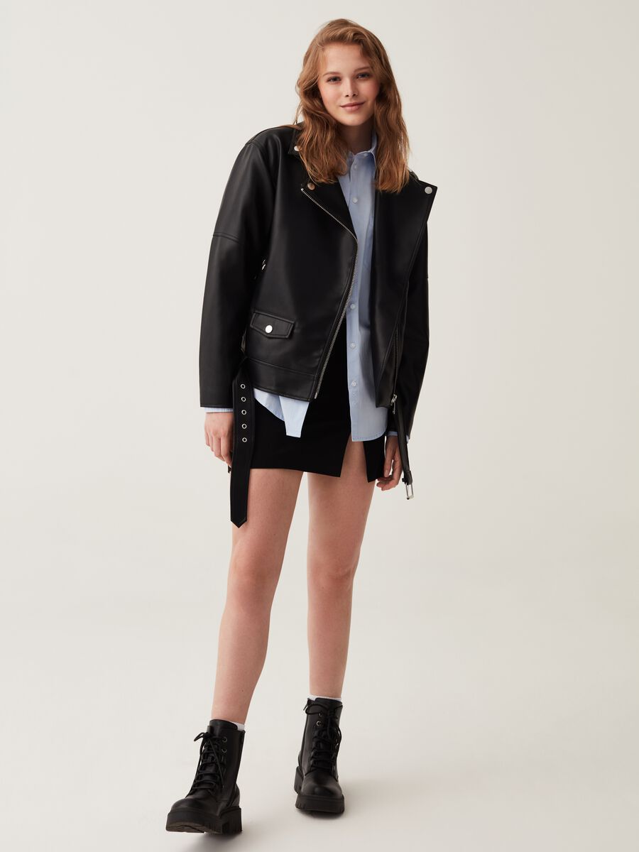 Giacca chiodo oversize effetto lucido_1