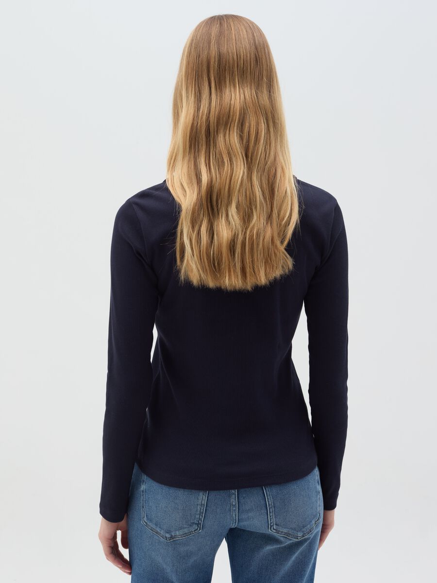 Ribbed T-shirt with polo shirt neck_3