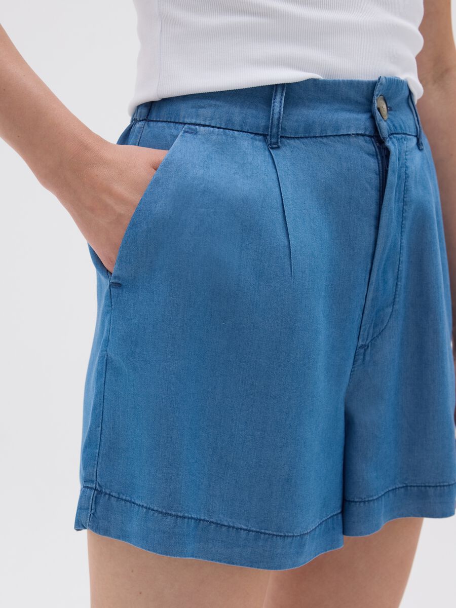 Women's sky blue lyocell shorts regular fit_3