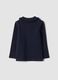 Blue organic cotton polo shirt with ruffled collar_1