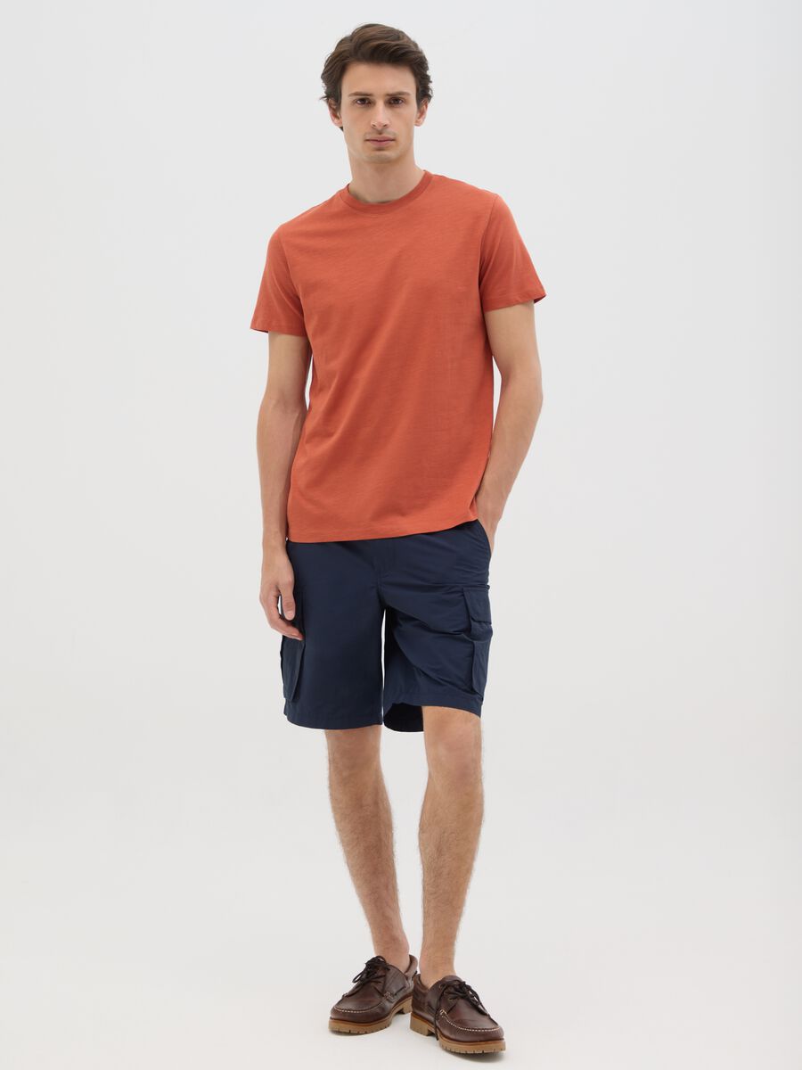 Orange fitted crew neck men's t-shirt_1