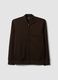 Brown full-zip sweatshirt in stretch piqu&eacute; with ribbed collar_0