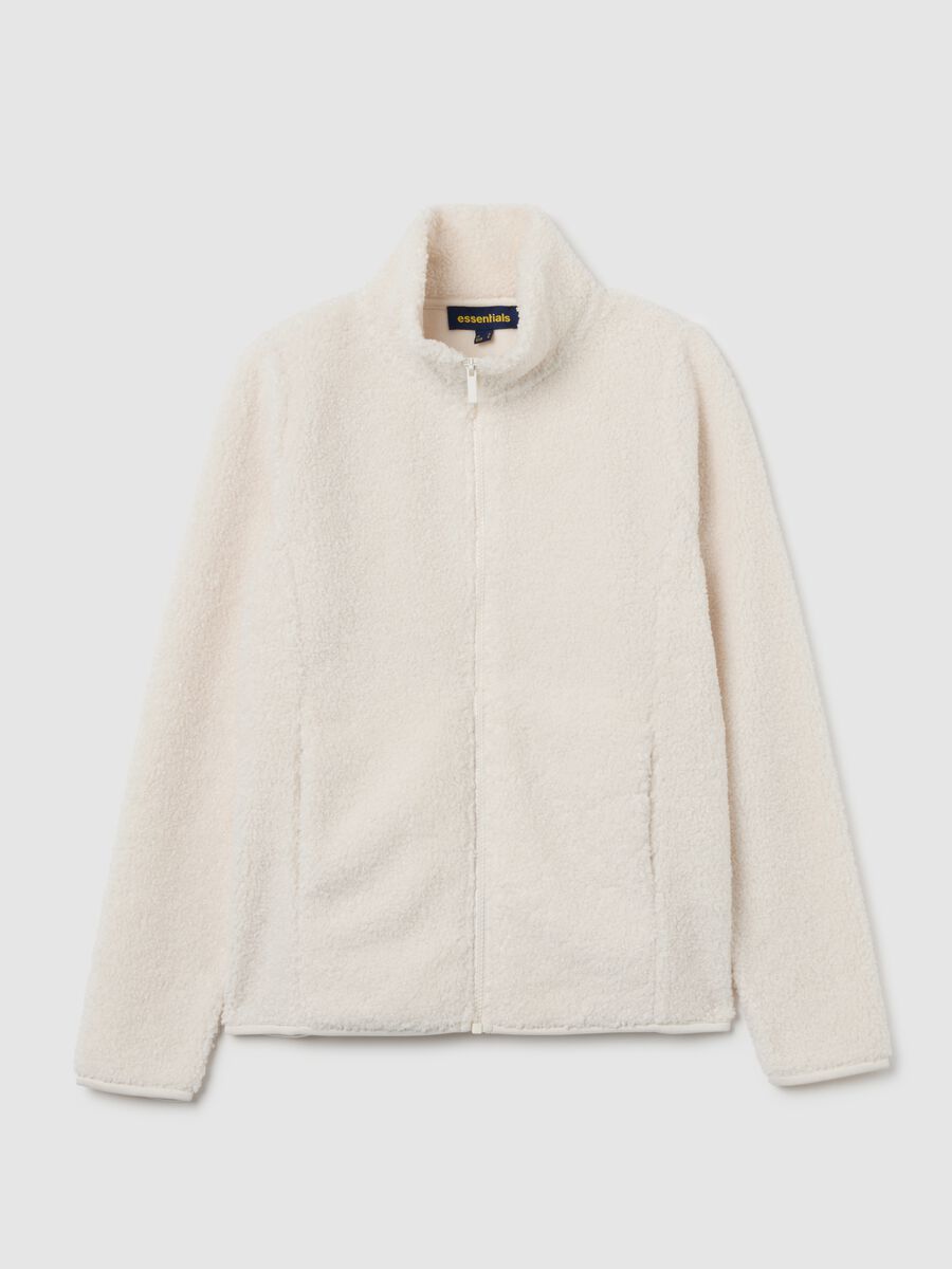 Felpa bianca regular fit con zip_4