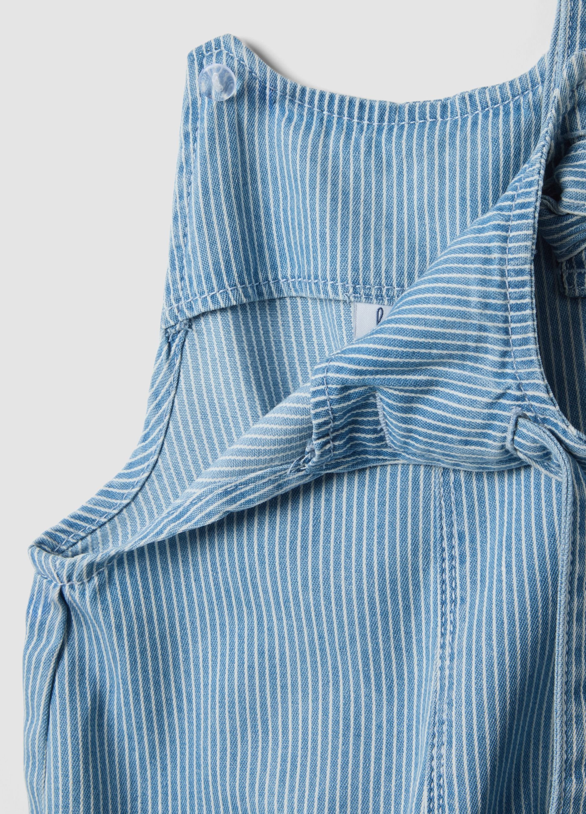 Girls&rsquo; cotton-lyocell denim dungarees with embroidered details