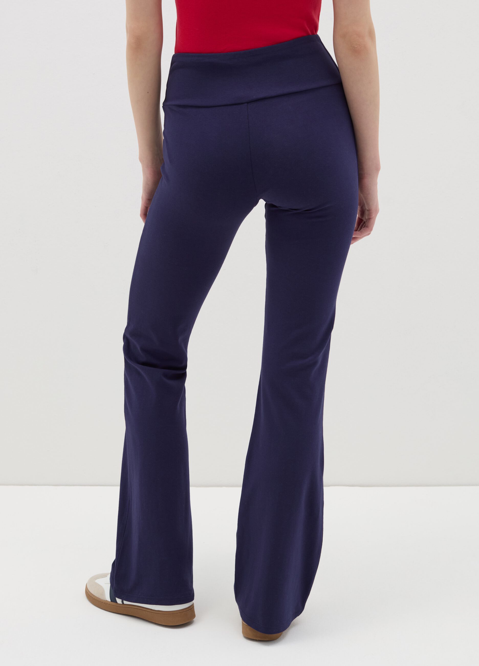 Flare-fit leggings in stretch cotton