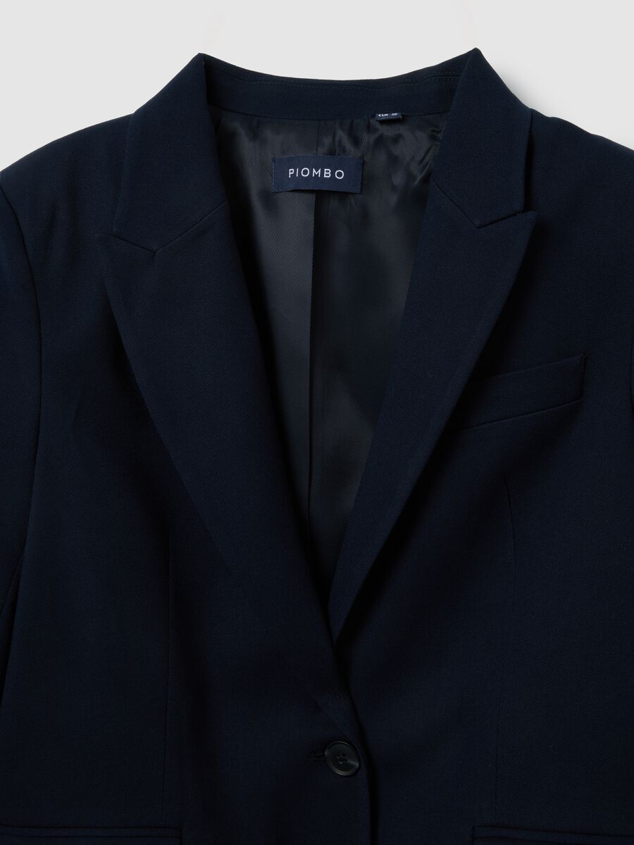 Regular fit blue stretch fabric blazer_1